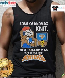 Good Snoopy and Charlie Brown tank top featuring 'Real Grandmas Cheer' design from The Peanuts collection.