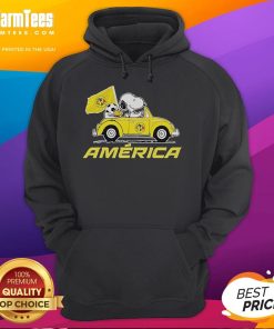 Alt Text: Good Snoopy and Woodstock driving a car on an American-themed hoodie, perfect for fans of Peanuts and nostalgia.