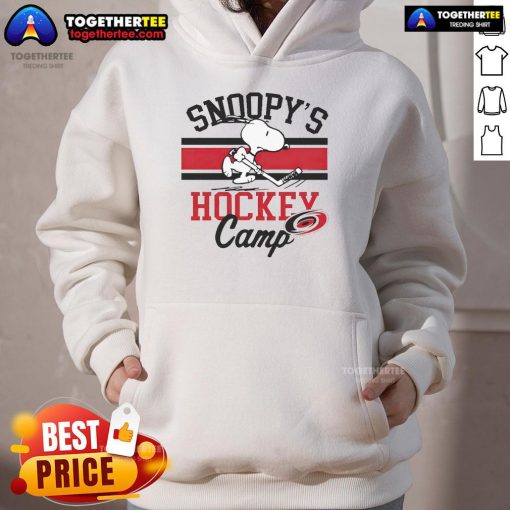 Alt Text: Cozy Good Snoopy Carolina Hurricanes hoodie featuring Snoopy at camp, perfect for fans and chilly game days.