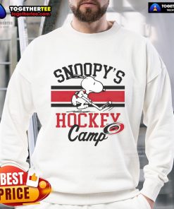 Good Snoopy Carolina Hurricanes sweatshirt featuring Snoopy's Camp design, perfect for fans of NHL apparel.