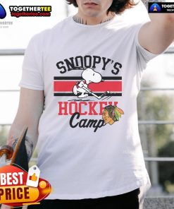 Good Snoopy Chicago Blackhawks T-shirt featuring Snoopy at Camp Snoopy, perfect for NHL fans and collectors.