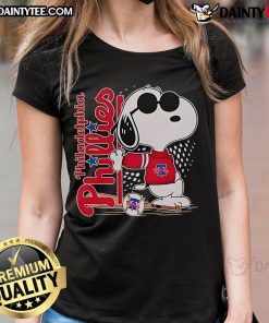 Alt Text: Good Snoopy Cool Philadelphia Phillies baseball ladies tee featuring a stylish Snoopy graphic for fans.