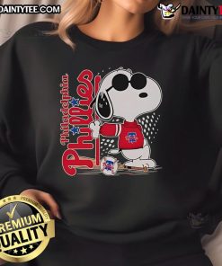 Cool Philadelphia Phillies baseball sweatshirt featuring Snoopy design, perfect for fans and casual wear.