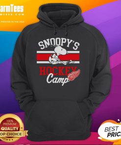 Alt Text: Cozy Good Snoopy Detroit Red Wings Snoopy's Camp Hoodie featuring vibrant team colors and playful Snoopy design.