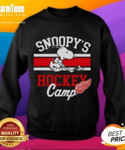 Alt Text: Good Snoopy Detroit Red Wings Snoopy's Camp sweatshirt featuring Snoopy in team colors, perfect for hockey fans.