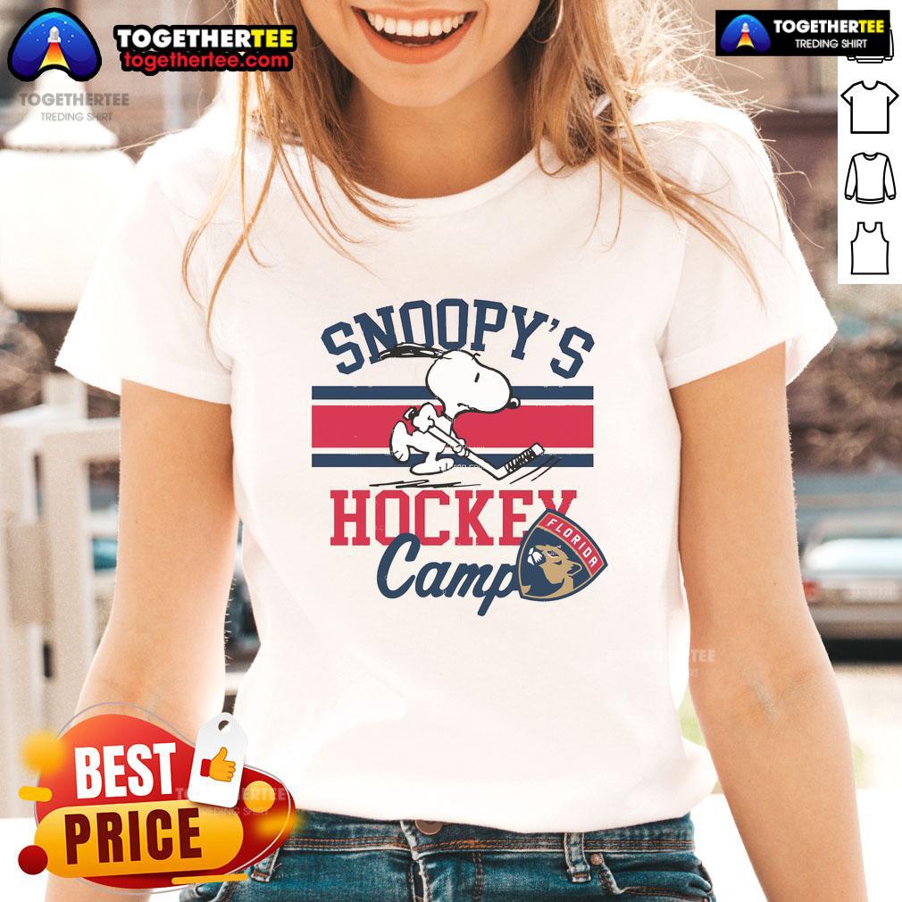 Good Snoopy Florida Panthers Snoopy'S Camp Snoopy Nhl All Teams Ladies Tee Good Snoopy Florida Panthers Camp Snoopy NHL Ladies Tee featuring a playful Snoopy design for fans of all teams.