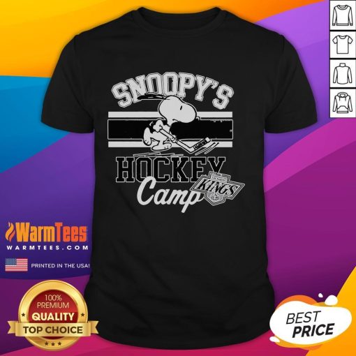 Good Snoopy Los Angeles Kings T-Shirt featuring Snoopy at Hockey Camp, celebrating NHL teams with vibrant graphics.