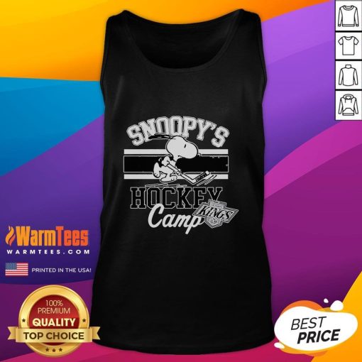 Good Snoopy Los Angeles Kings tank top from Snoopy's Hockey Camp featuring NHL teams design, perfect for fans.