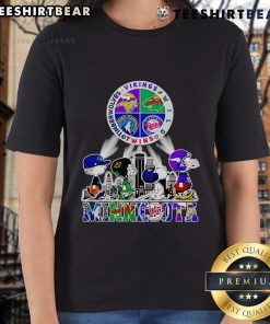 Good Snoopy Minnesota Twins Vikings Wild Timberwolves Ladies Tee featuring vibrant graphics and comfortable fit.
