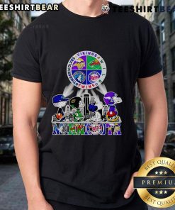 Good Snoopy Minnesota Twins, Vikings, Wild, Timberwolves T-Shirt featuring cartoon Snoopy in team colors and logos.