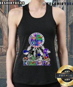 Good Snoopy tank top featuring Minnesota Twins, Vikings, Wild, and Timberwolves logos for sports fans.