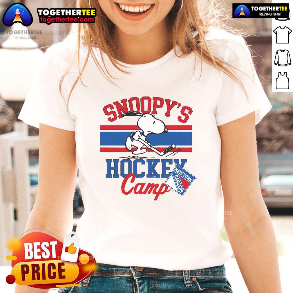 Good Snoopy New York Rangers Snoopy's Hockey Camp Snoopy NHL All Teams Ladies-Tee Good Snoopy New York Rangers tee for ladies featuring Snoopy at hockey camp, perfect for NHL fans and stylish game day wear.