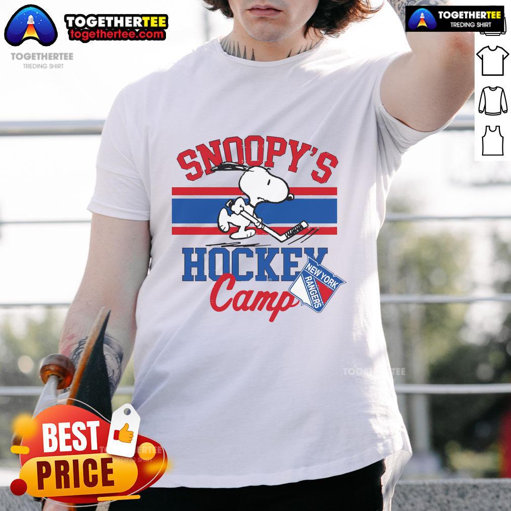 Good Snoopy New York Rangers Snoopy'S Hockey Camp Snoopy Nhl All Teams T Shirt Alt Text: Good Snoopy New York Rangers NHL T-shirt featuring Snoopy at hockey camp, perfect for all teams and fans.