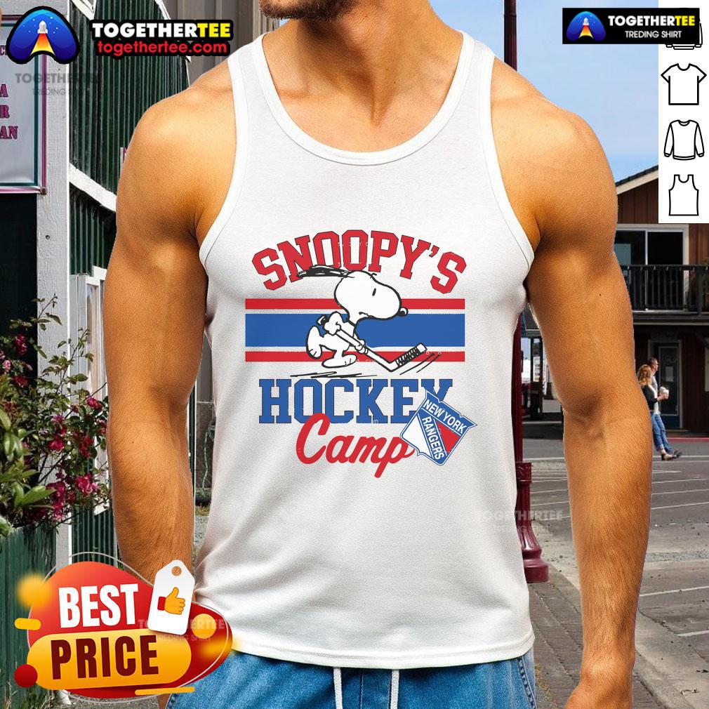 Good Snoopy New York Rangers Snoopy'S Hockey Camp Snoopy Nhl All Teams Tank Top Good Snoopy New York Rangers tank top featuring Snoopy at hockey camp, perfect for NHL fans and summer sportswear.