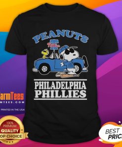 Good Snoopy Peanuts X Philadelphia Phillies 2025 T-Shirt for fans featuring vibrant graphics and a playful design.