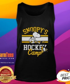 Good Snoopy Pittsburgh Penguins tank top featuring Snoopy at hockey camp for NHL teams, perfect for fans and summer wear.