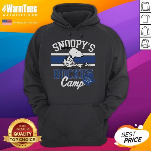 Alt Text: Cozy hoodie featuring Snoopy and Toronto Maple Leafs logo, perfect for fans of Snoopy's Hockey Camp and NHL teams.