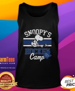 Alt Text: Snoopy wearing a Toronto Maple Leafs tank top at Snoopy's Hockey Camp, celebrating NHL teams in style.