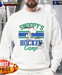 Good Snoopy Vancouver Canucks sweatshirt from Snoopy's Hockey Camp featuring NHL all teams logo and vibrant design.