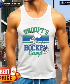 Good Snoopy Vancouver Canucks tank top featuring Snoopy at hockey camp, perfect for NHL fans and summer wear.