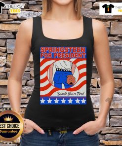 Good Springsteen For President tank top featuring 'Donald, You're Fired!' slogan in bold, vibrant colors.