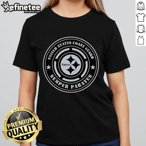 Good Steelers United States Coast Guard Military Appreciation Night Ladies Tee showcasing team spirit and support for veterans.