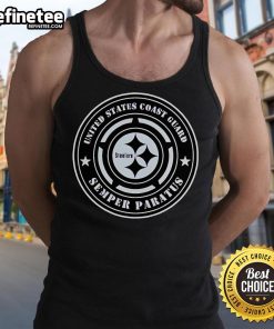 Good Steelers United States Coast Guard Military Appreciation Night tank top featuring bold graphics and patriotic design.