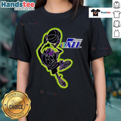 Good Tasmania Looney Tunes Utah Jazz Ladies Tee featuring colorful graphics and stylish design for fans.