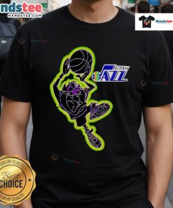 Good Tasmania Looney Tunes Utah Jazz T-Shirt featuring iconic characters and vibrant colors for fans of both brands.