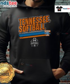 Alt Text: Good Tennessee Softball Women's College World Series stripe hoodie in orange and white, perfect for fans and athletes.