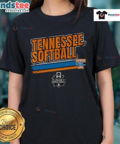 Tennessee softball women's college world series stripe ladies tee, featuring a stylish design in team colors.