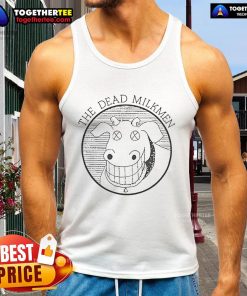 Chris Pratt wearing a Good The Electric State tank top featuring The Dead Milkmen cow logo, showcasing a trendy style.