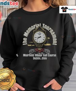 Alt Text: Cozy Good-The-Memorial-Tournament-Clock sweatshirt in navy blue, perfect for fans of the tournament and golf enthusiasts.