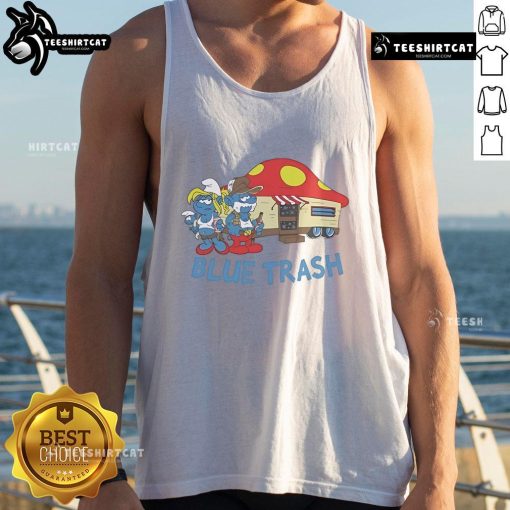 Good The Smurfs Blue Trash Tank Top featuring vibrant Smurfs graphics for a stylish and playful summer look.