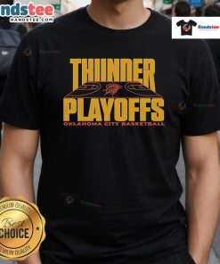 Good Thunder Reveal Game 2 Playoffs 25 Oklahoma City Basketball T-Shirt featuring team colors and logo for fans.