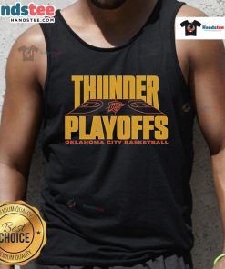 Good Thunder Reveal Game 2 playoffs tank top featuring Oklahoma City basketball design for fans and players.