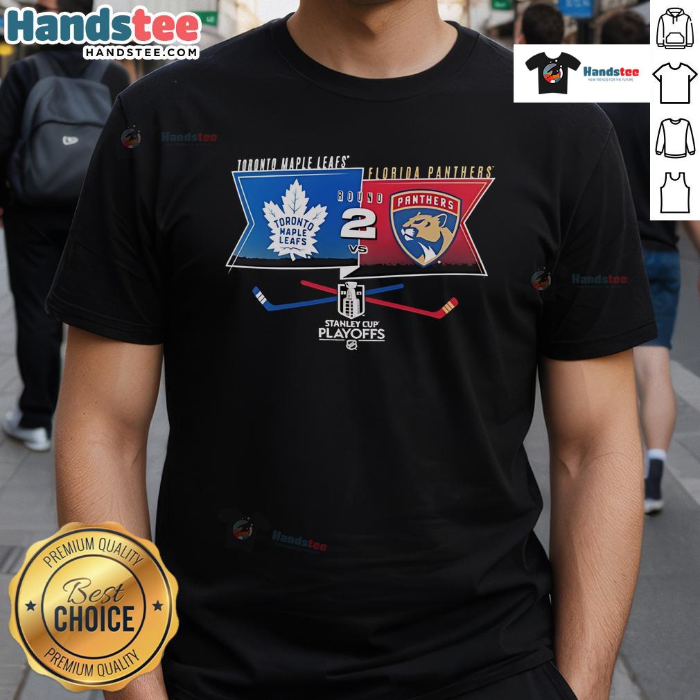 Good Toronto Maple Leafs Vs Florida Panthers Round 2 Stanley Cup Playoffs 2025 T-Shirt Good Toronto Maple Leafs Vs Florida Panthers Round 2 Stanley Cup Playoffs 2025 T-Shirt featuring team logos and vibrant colors.