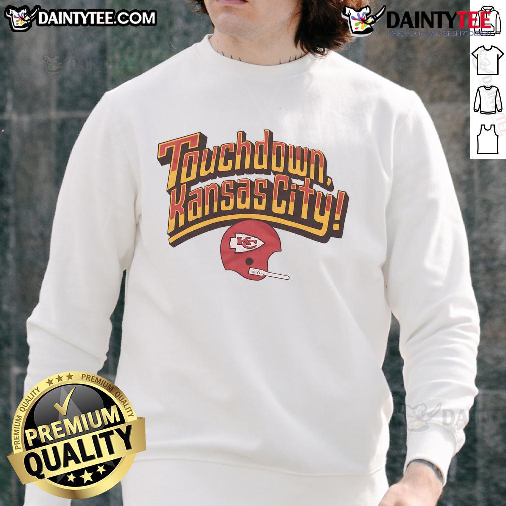 Good Touchdown Kansas City Chiefs Sweatshirt Alt Text: Cozy Kansas City Chiefs sweatshirt featuring a bold 'Good Touchdown' design, perfect for game day or casual wear.