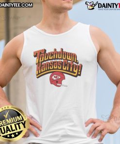 Alt Text: Stylish Good Touchdown Kansas City Chiefs tank top featuring team colors and logo, perfect for game day outfits.