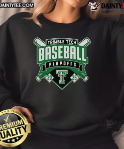 Alt Text: Good Trimble Tech Baseball Playoffs 2025 sweatshirt featuring team logo and vibrant colors for sports fans.