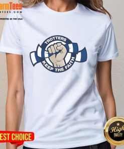Good Trotters Keep The Faith ladies tee featuring a stylish design for women who love running and staying motivated.