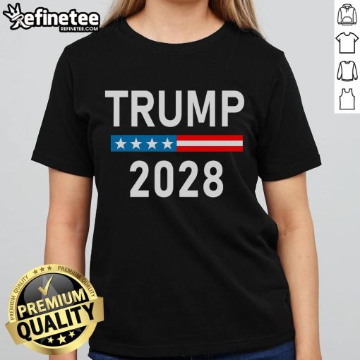 Good Trump 2028 Ladies Tee featuring a stylish design for supporters of Trump's 2028 campaign, perfect for casual wear.