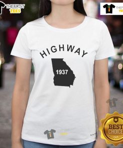 Good Tyrus wearing a vintage Highway 1937 Georgia ladies tee, showcasing retro style and classic Southern charm.