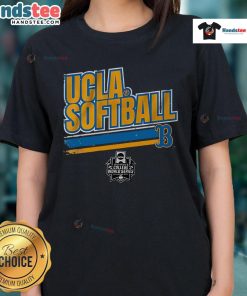 Good UCLA Softball Women's College World Series Stripe Ladies Tee in blue and gold, perfect for fans and athletes.