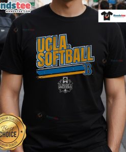 UCLA softball women's College World Series stripe t-shirt showcasing team spirit and style for fans and players.