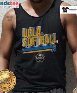 Good UCLA Softball Women's College World Series stripe tank top in blue and gold, perfect for game day.