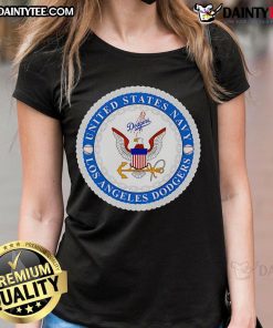Alt Text: Stylish United States Navy Los Angeles Dodgers ladies tee featuring team logo, perfect for game day or casual wear.