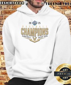 Alt Text: Vanderbilt Commodores 2025 SEC Baseball Conference Tournament Champions hoodie featuring playoff pitch design.