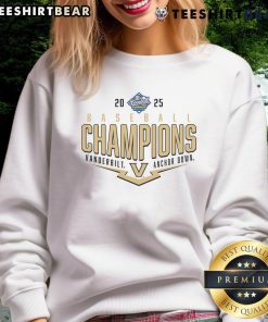 Good Vanderbilt Commodores 2025 SEC Baseball Conference Tournament Champions sweatshirt in navy blue.