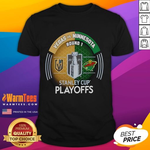 Good Vegas Golden Knights Vs Minnesota Wild 2025 Stanley Cup Playoffs T-shirt showcasing a vibrant hockey duel design.